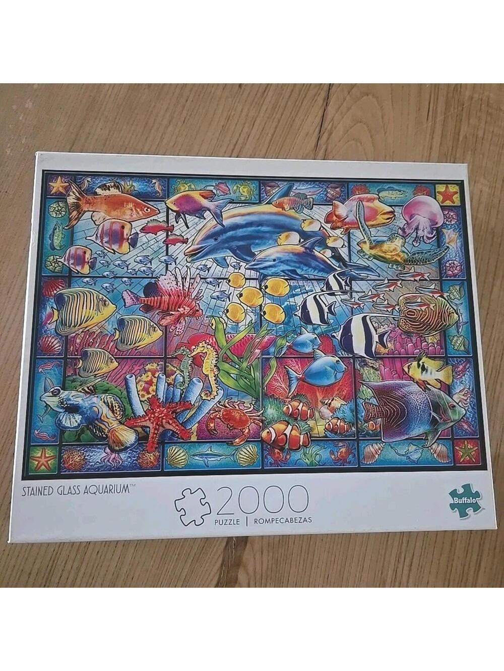 Buffalo Stained Glass Aquarium Jigsaw Puzzle 2000 pieces 38.5x26.5" New